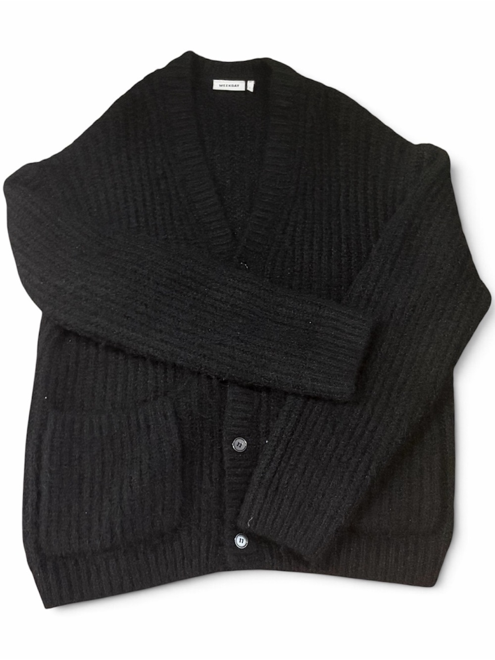 Weekday Black Oversized Chunky Knit Cardigan